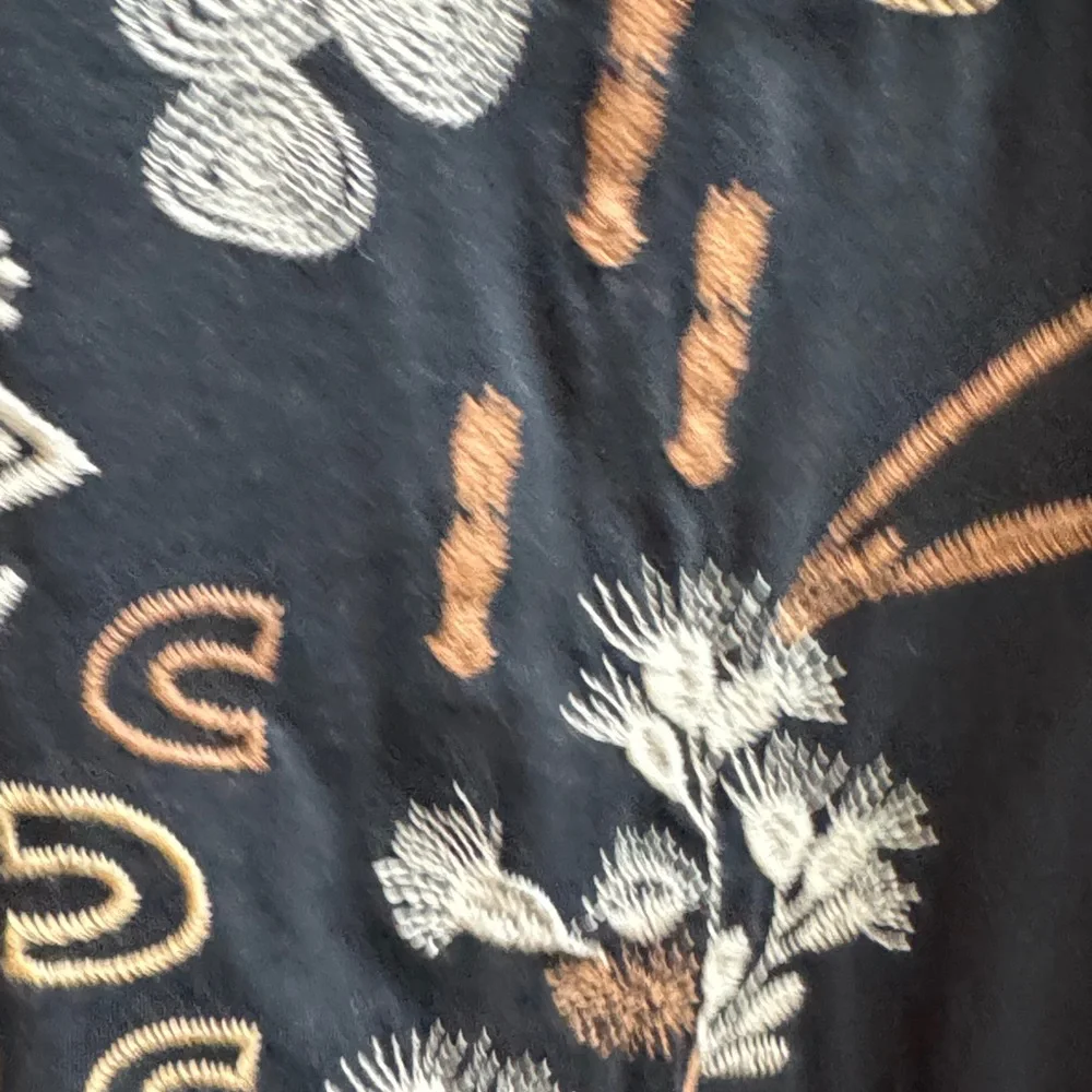 Johnny Was Black Top with Intricate Embroidery in White and Copper - Picture 5 of 6